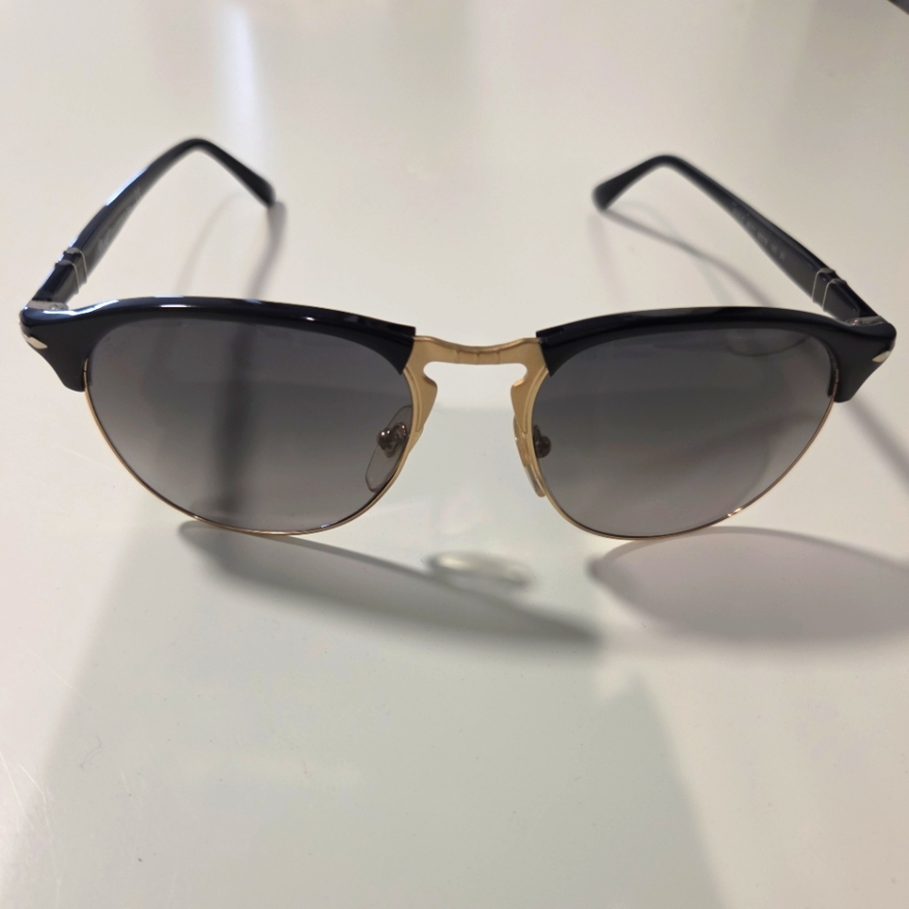 PERSOL 8649-S 95/71 BLACK GOLD GRADIENT GUNMETAL AUTHENTIC SUNGLASSES